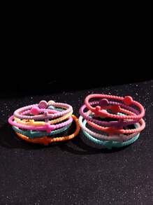 Set de 10 piezas de brazaletes elásticos de silicona multicolor personalizados de moda para hombres, joyería para deportes al aire libre