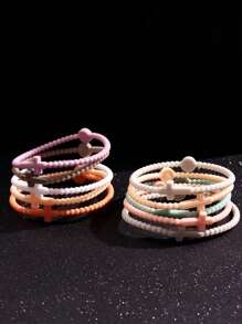 Set de 10 piezas de brazaletes elásticos de silicona multicolor personalizados de moda para hombres, joyería para deportes al aire libre