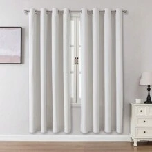 1pc/2pcs Blackout Curtains, Faux Linen Textured Curtains For Living Room, Bedroom, 100% Blackout Curtain Panels, Lightweight Thermal Insulated Drapes With Grommet Top, 84", 72", 63" Length, 2 Panels Set Available