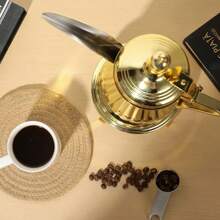 Stainless Steel 304 Style Golden Hammered Texture Coffee Pot, Tea Kettle, Water Pot, Decanter, Eagle-Beak Pot, Palace Pot, For Ramadan Use