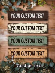 1PC Wall-Mounted Customizable Text Vintage Metal Street Sign Vintage Metal Street Sign Yard Signs With Custom Street Name For House, Bedroom, Business, Wall Decor, Valentine's Day, Valentine's Day Decor,Home Harmony - Multicolor - View 1