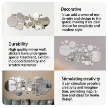 26pcs Small 3D Acrylic Mirror Wall Stickers, Round Mirror, DIY Decor For Bedroom, Bathroom And TV Background Wall - Multicolor - View 6