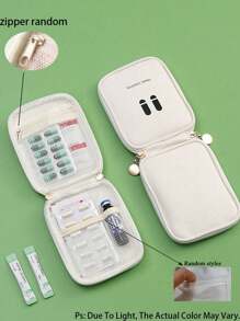 1pc Portable Leather Travel Medicine Bag, Minimalist Pu Leather First Aid Kit Pouch For Business Trip And Tourism Storage For Travel Storage Bag,Makeup Bag,Cosmetic Bag,Vacation Organizer,Large Capacity Makeup Organizer Makeup Case, For Lipstick, Brush, Skincare, Mobile Phone, Coin, Small Items, For Home,Gift,Vacation And Festival Halloween Christmas Multifunctional Use
