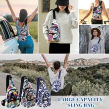 Women's Crossbody Bag, Large Capacity Korean Fashion Versatile Printed Small Bag, Chest Bag, Casual Travel Shoulder Bag, Portable Cloth Bag, Fashionable Korean Style Crossbody Bag, Backpack - Multicolor - View 8