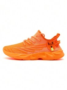 Baskets hommes Chaussures de course sur route à lame antidérapante, maille respirante. Chaussures de sport légères pour la gym, l'entraînement et la marche. mode jeune, style basket street. Couleur orange