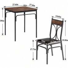 Juego de mesa de comedor de cocina con 4 sillas para espacios pequeños, apartamentos, con marco de metal y acero - Marrón - Ver 8
