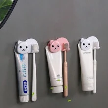 Toothpaste Holder, No-Drill Wall-Mounted Toothpaste & Facial Cleanser Dispenser Storage Clip, Bathroom Wall Toothbrush Storage Clip - Multicolor - View 4