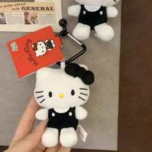 Sanrio 1pc Hello Plush Kitty Keychain With Heart Shape Clip 4" Inch Stuffed Plushie Purse Bag Charm Backpack Lucky Doll