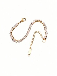 1pc Minimalist Luxury Style Cubic Zirconia Bracelet - Yellow Gold - View 3