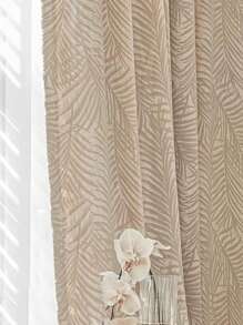 1Piece,Rustic Leaf Pattern Chenille Jacquard Curtains,Room Darkening Blackout Grommet Top Panels, Thermal Insulation All-Season Drapes For Various Room Types
