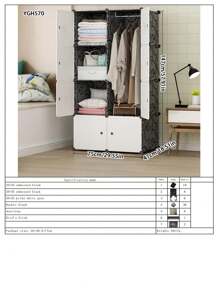 Simple Wardrobe Closet, Bedroom Storage Cabinet, Apartment/Dorm Rental Use, Modern Minimalist Design, Sturdy Construction - Multicolor - View 16