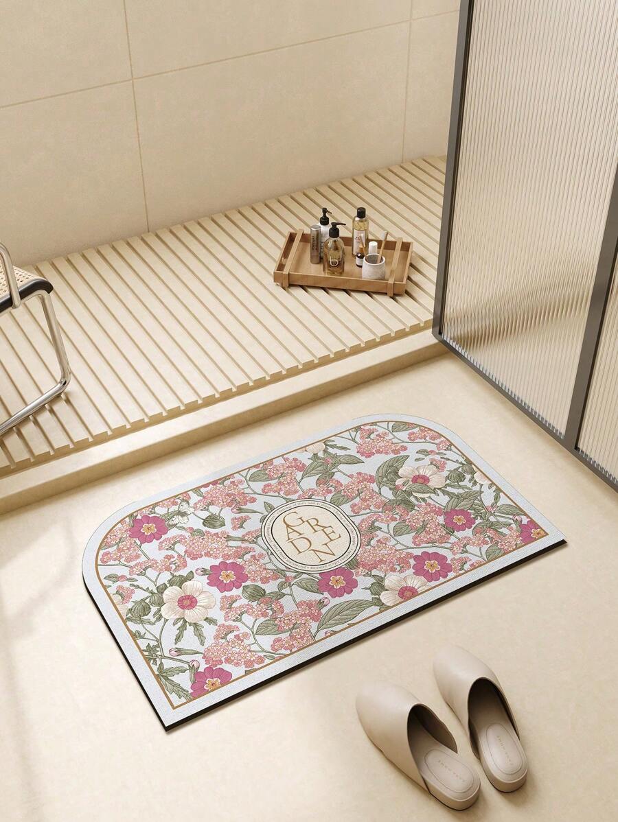 1pc Bathroom Mat, Silica Gel Absorbent Non-Slip Washroom Entrance Carpet