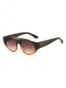1 par de gafas de mujer con marco de PC con forma de escudo de color degradado, de moda, aptos para uso diario - Multicolor - Ver 3
