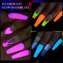 12pcs Fluorescent Glow-In-The-Dark Nail Polish Set, Vibrant UV/LED Removable Gel Nail Polish, Long-Lasting Manicure, Suitable For Music Festivals Nails - Multicolor - View 4