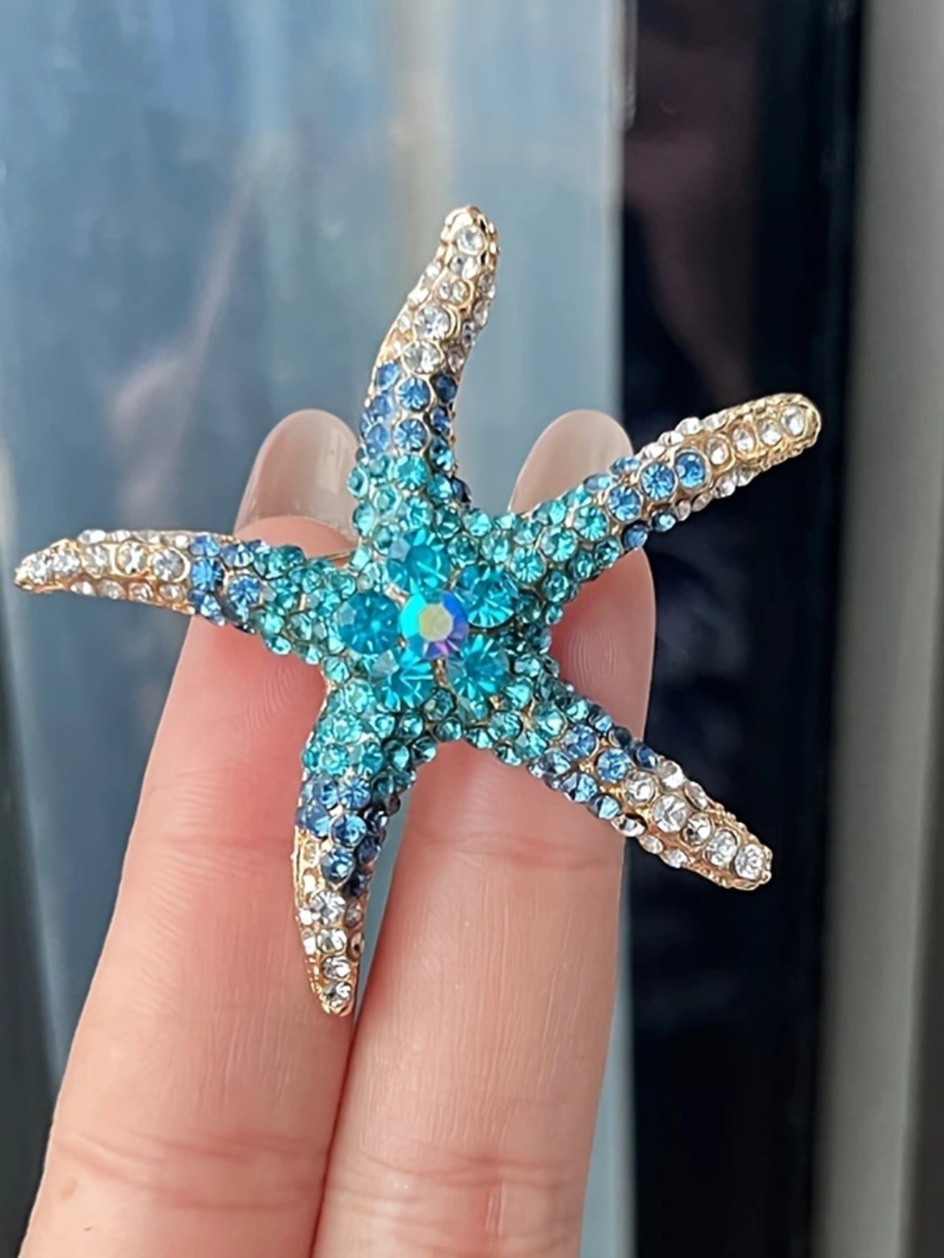 1 pezzo Spilla a forma di stella marina in lega di zinco con strass, spilla da bavero elegante, accessorio decorativo fai-da-te per abiti, borse, camicie, giacche, gioielli, regali di Natale, Ognissanti, accessori per ufficio e scuola, regali divertenti e carini per insegnanti