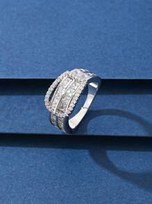 1pc Elegant Bracelet/Ring Set With Fashionable Buckle Design, Sparkling Zirconia Stones, Platinum Plated, Suitable For Evening Gowns, Parties, Holidays, Anniversaries, Birthdays, Employee Rewards, And Daily Wear - Bracelet Set - View 11