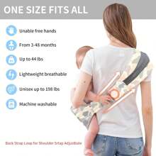 Baby Sling Carrier, Child Compact Hipseat One-Shoulder Carrier Portable Lightweight Baby Carrier Sling Hip Newborn To Toddler For Infants Carrying Up To 35 Lbs - camo - View 2