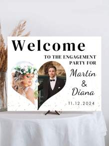 1 Cartel de recepción personalizado para bodas, cartel de recepción de compromiso, letreros de fiesta personalizables en 3 tamaños, cartel de recepción de bodas personalizado, cartel de recepción de bodas con foto de la novia y el novio personalizado, cartel de bienvenida a nuestra boda - Multicolor - Ver 4