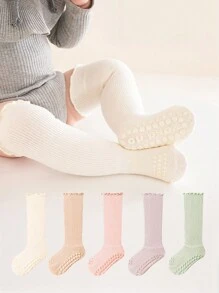 1 双纯色防滑透气保暖中筒袜，幼儿儿童地板袜，适合学步宝宝日常使用 - 彩色 - 查看 2