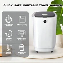 28L Large Capacity Towel Warmers, Luxury Portable Bucket Towel Warmer For Bathroom With 15/30/45/60 Timing & Overheat Protection Fits Up To Three 70"X80" Oversized Towels