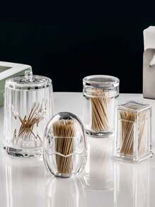 1pc Transparent Acrylic Toothpick Holder With Lid, Simple Toothpick Dispenser, Portable Toothpick Storage Box, Suitable For Home, Kitchen, Restaurant Commercial Dental Floss Storage Box - Multicolor - View 2