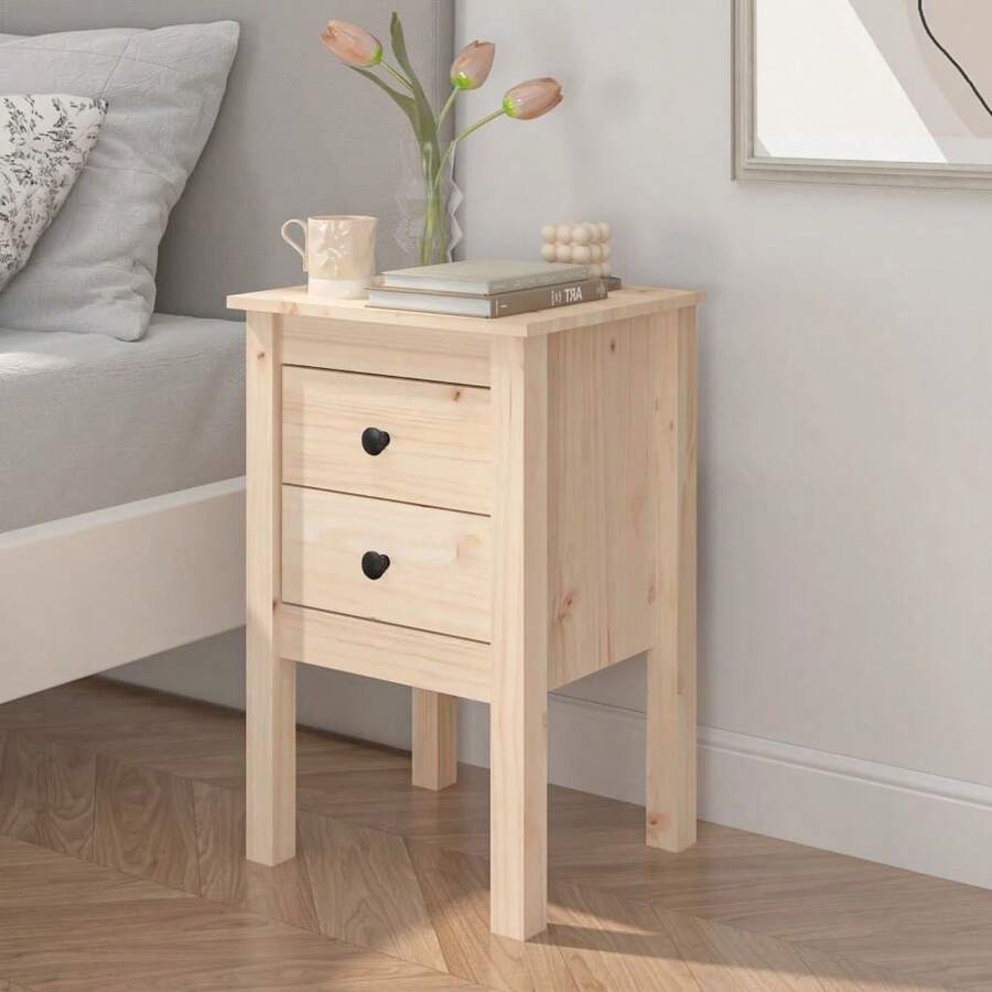 VidaXL Bedside Table 40x35x61.5 Cm Solid Pinewood
