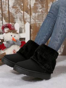 Iceland Love New Stylish Snow Boots For Women, Plus Size Thick Sole Round Toe Mid-Calf Thermal Lined Winter Boots