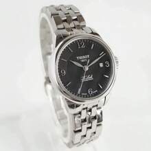 Tissot Le Locle Series Movimento mecânico automático 30 metros à prova d'água Relógio feminino Relógio suíço 25,3 mm Mostrador preto Caixa de aço inoxidável Pulseira de aço inoxidável T41.1.183.54