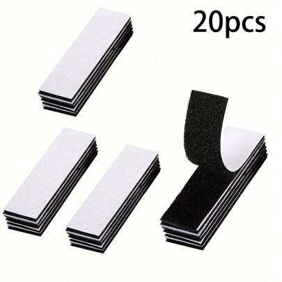 [10/20/50 件可选] 10 条/包带扣魔术贴、20 条/包方形自粘钩环扣、50 条/包混合方形钩环扣、沙发地毯防滑固定胶带、圆形双面胶带、[附带 1 包增粘剂以增加粘性]