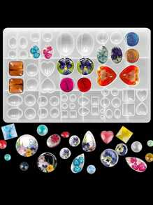 1 pièce Moule de coulée en résine pour bijoux, moule de coulée en silicone pour bijoux en pierres précieuses, convient pour la résine, la résine époxy DIY, les boucles d'oreilles, les pendentifs, la fabrication de bijoux (grande taille) - Blanc - Voir 1