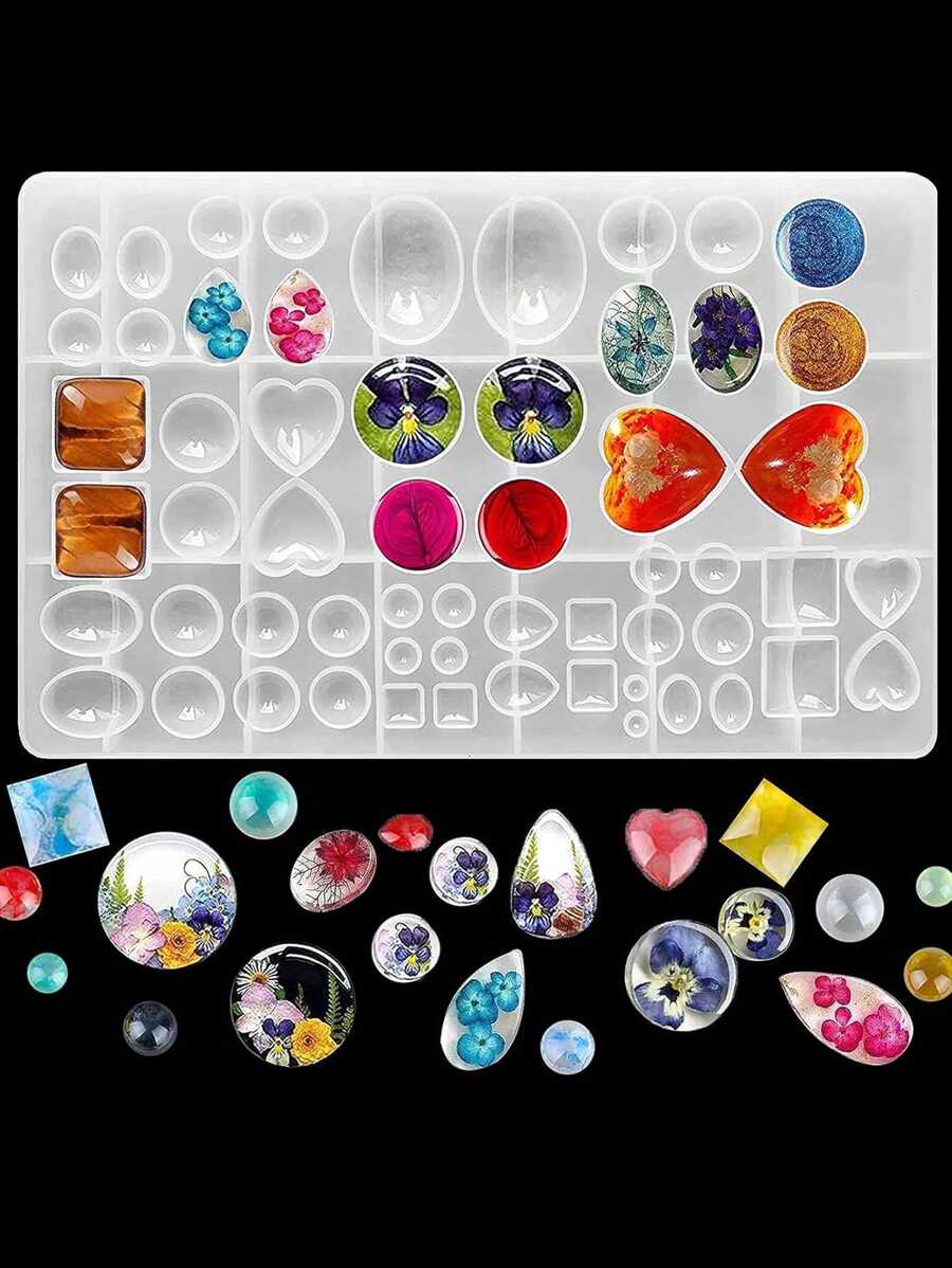 1 pièce Moule de coulée en résine pour bijoux, moule de coulée en silicone pour bijoux en pierres précieuses, convient pour la résine, la résine époxy DIY, les boucles d'oreilles, les pendentifs, la fabrication de bijoux (grande taille) - Blanc - Voir 1