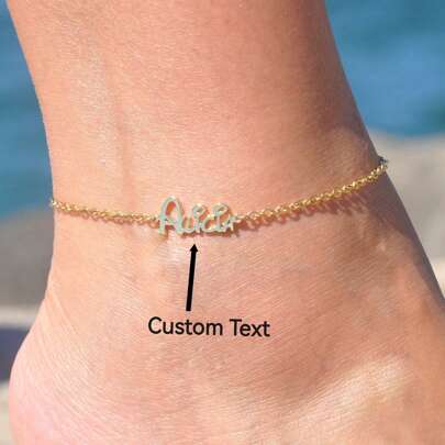 1pc Custom Name Anklet, 18K Gold Plated Name Anklet, Personalized Name Anklet, Birthday Gift For Her, Christmas Gift, Gift For Mom