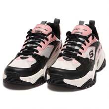 Skechers D'LITES 女士轻便透气运动鞋，适合通勤和旅行。37 码及以上请订购小 0.5 码 - 896004-BKWP - 黑色/白色/粉紅色 - 查看 3