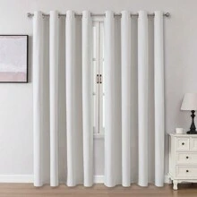 1pc/2pcs Blackout Curtains, Faux Linen Textured Curtains For Living Room, Bedroom, 100% Blackout Curtain Panels, Lightweight Thermal Insulated Drapes With Grommet Top, 84", 72", 63" Length, 2 Panels Set Available