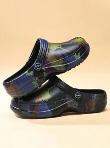 Summer Breathable Camouflage Clogs For Men, Fashionable Casual Sandals For Outdoor Activities - Black - View 2