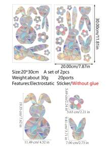 Cloud Hummingbird Flowers Rabbits Window Clings - Anti-Collision Window Decals To Save Birds From Window Collisions,Non Adhesive Prismatic Vinyl Window Clings, Rainbow Stickers - Multicolor - View 10