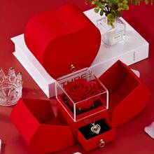 Dây chuyền mặt trái tim quyến rũ với hộp quà hoa hồng - Hoàn hảo cho ngày lễ tình nhân, sinh nhật, ngày của mẹ và nhiều hơn nữa - Lý tưởng cho bạn gái, bạn thân, bà - Đỏ - Xem 4