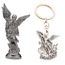 1pc Saint Michael Archangel Figurine, Sacred Angel Michael's Sculpture, Zinc Alloy Statue For Home Desk Decor Best Gifts Birthday Graduation
