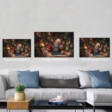 Santa Claus And Elves Busy Workshop Canvas Art, Festive Fun Wall Hanging, Playful Cartoon Style Wall Decor, Perfect For Kids' Room, Living Room, And Holiday Decorations - Framed - View 2