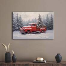 1pc Farmhouse Winter Wonderland Landscape Wall Art Christmas Canvas Poster Outdoor Holiday Decoration Rural Art Christmas Room Decoration Aesthetic  For Bedroom, Dining Room, Living Room, Office, Bathroom Kitchen, Home Decor, Framed, Ready To Hang