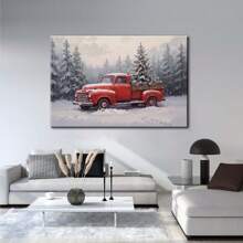 1pc Farmhouse Winter Wonderland Landscape Wall Art Christmas Canvas Poster Outdoor Holiday Decoration Rural Art Christmas Room Decoration Aesthetic  For Bedroom, Dining Room, Living Room, Office, Bathroom Kitchen, Home Decor, Framed, Ready To Hang