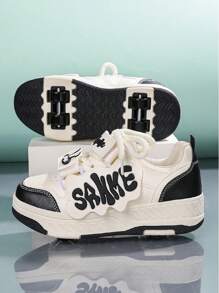 4-Wheel Roller Skate Shoes, Transforming Wheel Sneakers For Men & Women - Black - View 2