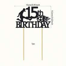 1pc Soccer Happy 8th 9th 10th 11th 12th 13th 14th 15th 16th Birthday Cake Topper Soccer Players Football Soccer Theme Party Cake Decorations 8 9 10 11 12 13 14 15 16 Years Old Birthday Cake Ball Party Decorations Supplies - Black - View 15
