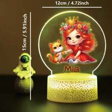 1pc Custom Personalized Table Lamp Night Light Customized Cartoon Princesses And Animals 3D Night Light Toy Acrylic Night Lights Gift For Home Room Decoration Night Light Usb Powered & Battery Operated Optical Illusion Table Lamp With Remote Control Perfect Gift Send To Girls For Valentine's Day, Easter, Christmas Unique Room Decor, Fun And Adorable Nightlight Gifts Birthday Graduation Home Decor Back To School School Supplies,Christmas Gift Supplies