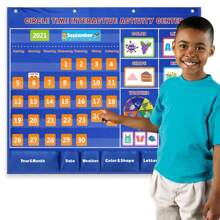 (1 Set) Interactive Educational Calendar, Weather, Color, Shape, Letter, Rhyme Word Learning Center, 105*89CM - Multicolor - View 5