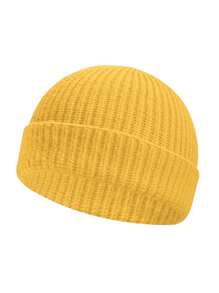 Cappello beanie di da uomo, stile hip hop di strada, in tinta unita, berretto lavorato a maglia caldo, senza visiera, adatto per l'all'aperto invernale, come passeggiare, andare in bicicletta, viaggiare e uso quotidiano