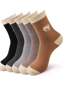 1 par/5 pares Calcetines de lana cálida de pelo de camello para mujer y hombre, calcetines gruesos, calcetines de camello cálidos, calcetines suaves de felpa para otoño e invierno, calcetines de camello - Multicolor - Ver 16