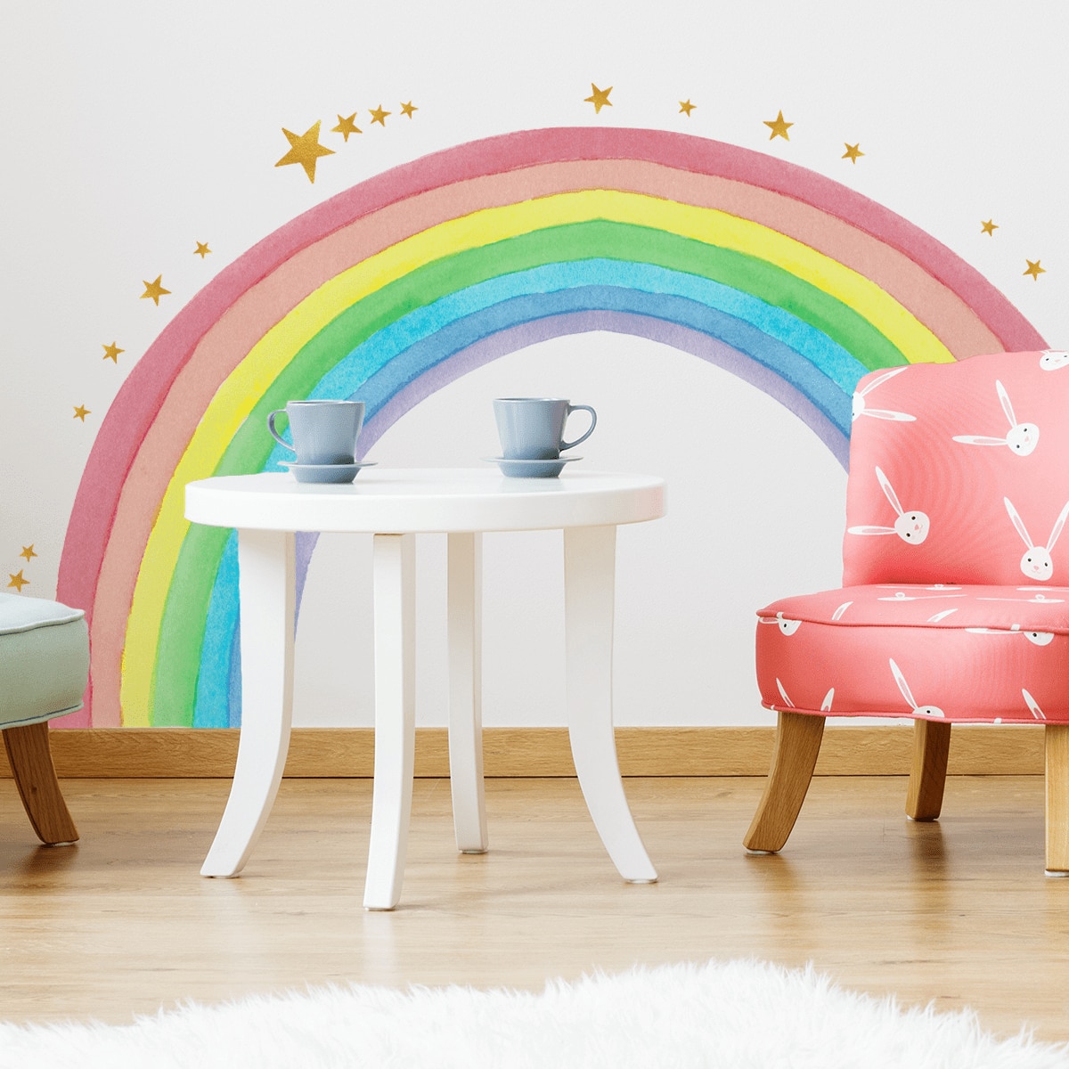1pc Large Rainbow Pentagram Wall Sticker, Kids Room Decor Wall Decal Living Room Adhesive Mural, Stickers, Wall Decal, Vinyl Decal For Home Decorations, Spring Decoration Items Refresh Your Home, Festival Decoration Stickers Gifts Birthday Graduation