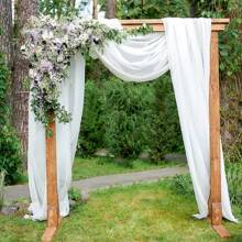 1/2 pezzi 70 x 600 cm Tenda per arco da matrimonio bianco, Tessuto in chiffon trasparente per arco da matrimonio, Materiale per drappi da arco da matrimonio, Tessuto per drappi di gazebo per decorazione cerimonia nuziale, Adatto per sfondo festa, arco all'aperto, cerimonia in chiesa