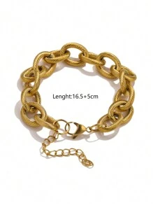 1pc Stainless Steel Oversized Chain Link Bracelet, Minimalist Design, Great For Daily Wear And As Gift